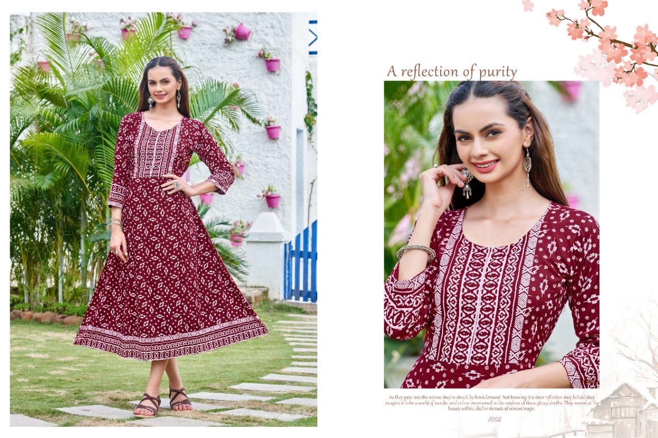 Nidhi By Kinti 1001-1008 Anarkali Kurtis Catalog